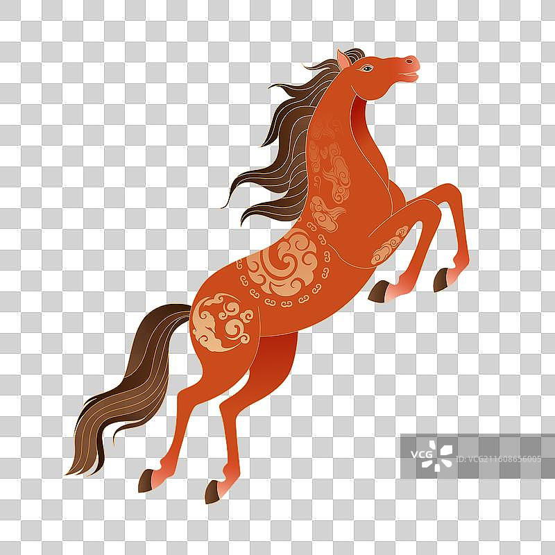 国风2026马年十二生红色骏马插画图片素材