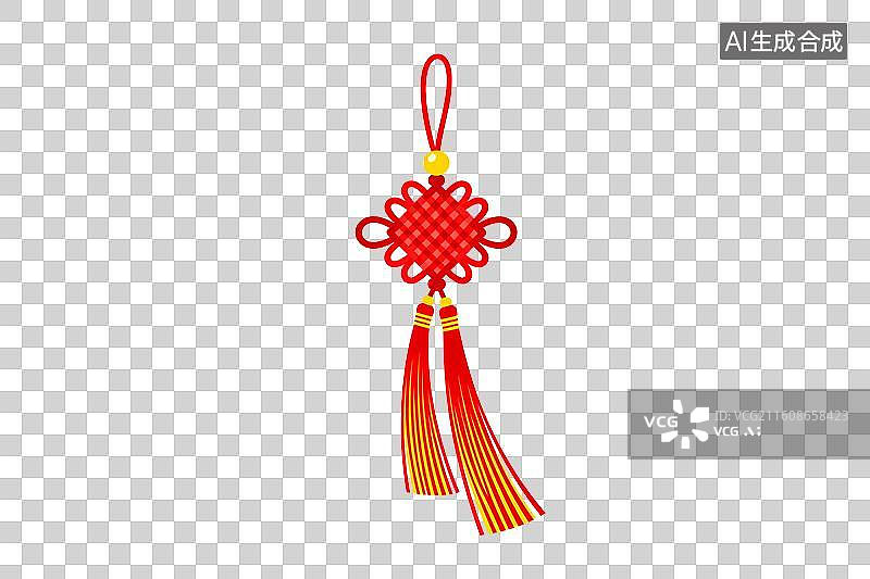 【AI数字艺术】红色中国结挂饰配流苏装饰图片素材