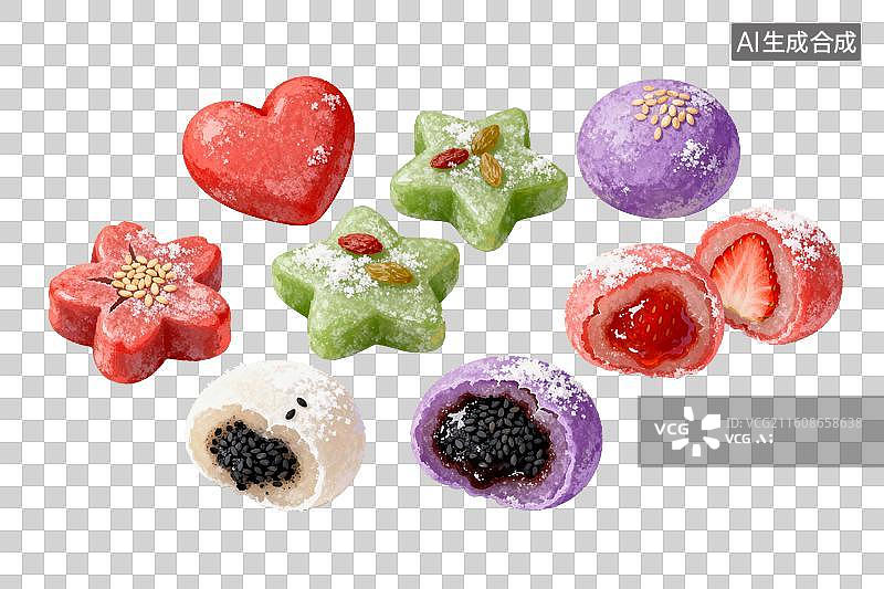 【AI数字艺术】多彩造型甜点组合展示图片素材