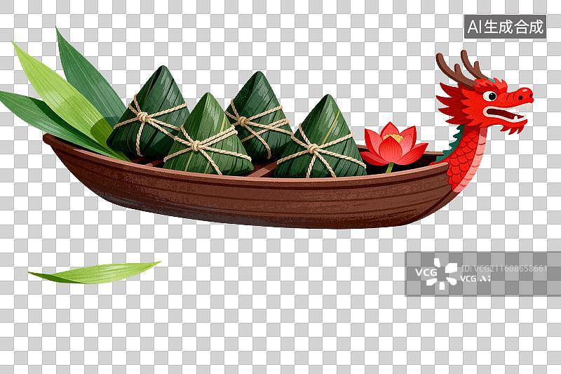 【AI数字艺术】龙舟载满粽子与莲花图片素材
