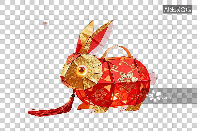 【AI数字艺术】红色兔子灯笼装饰品精致美观图片素材