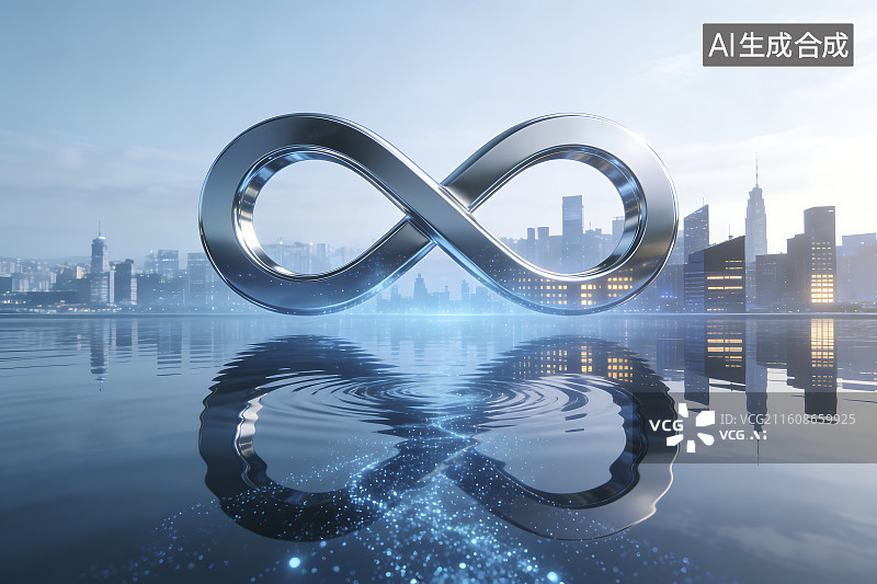 【AI数字艺术】城市背景下的无限符号图片素材