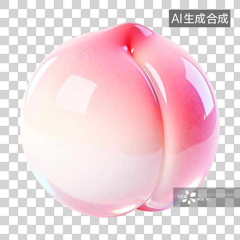 【AI数字艺术】清新美味水晶水蜜桃图标水果味图片素材