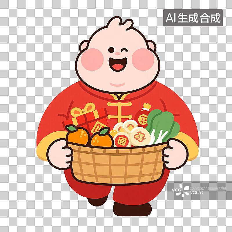 【AI数字艺术】年货美食节：吉祥物欢购图片素材