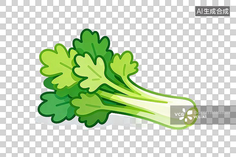 【AI数字艺术】卡通风格，有机蔬菜，西芹PNG格式的免扣元素图片素材
