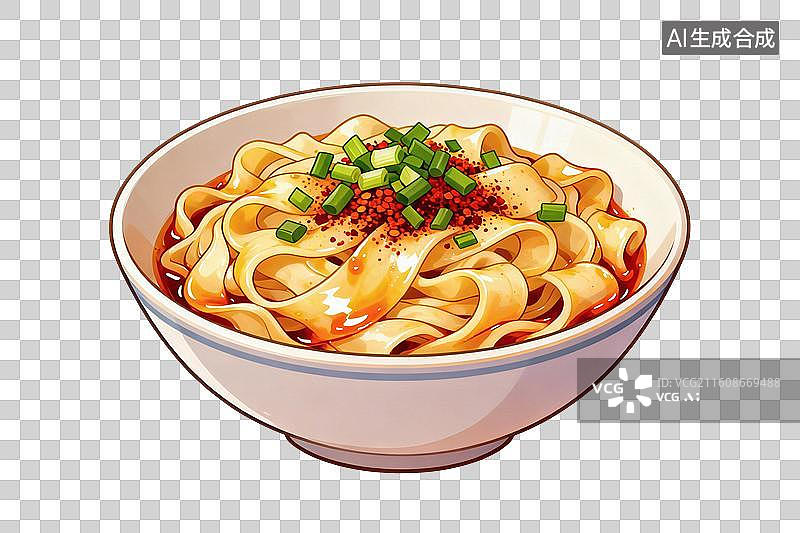 【AI数字艺术】卡通风格，一碗油泼面PNG格式的免扣元素图片素材