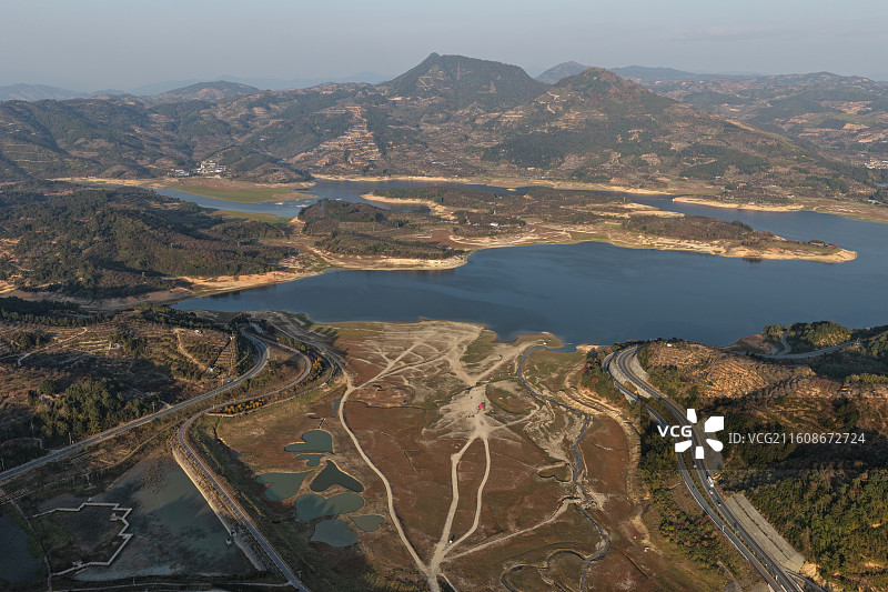 宁德古田l利洋村翠屏湖航拍视角图片素材