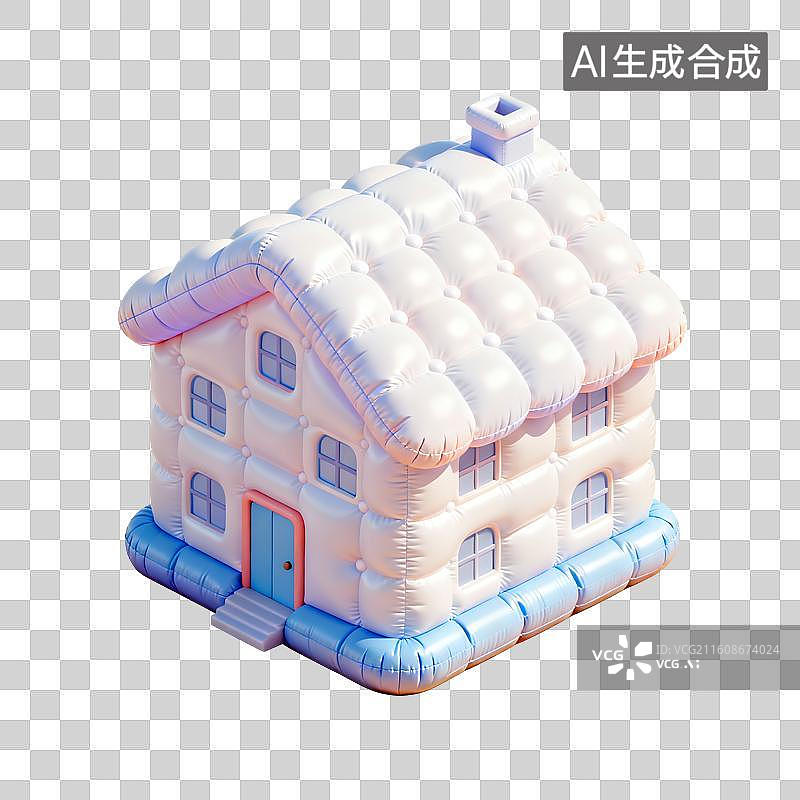 【AI数字艺术】充气房子建筑插画图片素材