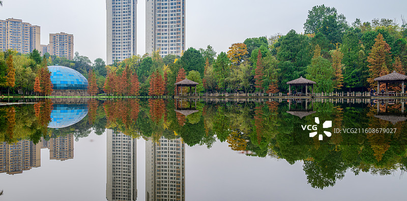 观音塘湿地公园初冬镜像图片素材