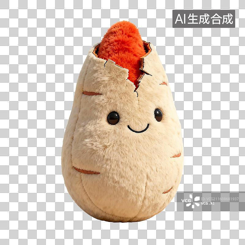 【AI数字艺术】可爱毛绒玩偶风格美食元素建模图片素材