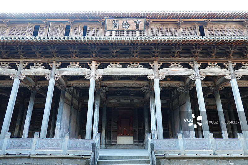 安徽省黄山市徽州区呈坎村徽派民居街景：罗东舒祠宝纶阁图片素材