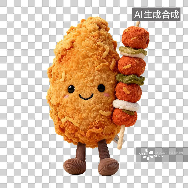 【AI数字艺术】可爱毛绒玩偶风格美食元素建模图片素材