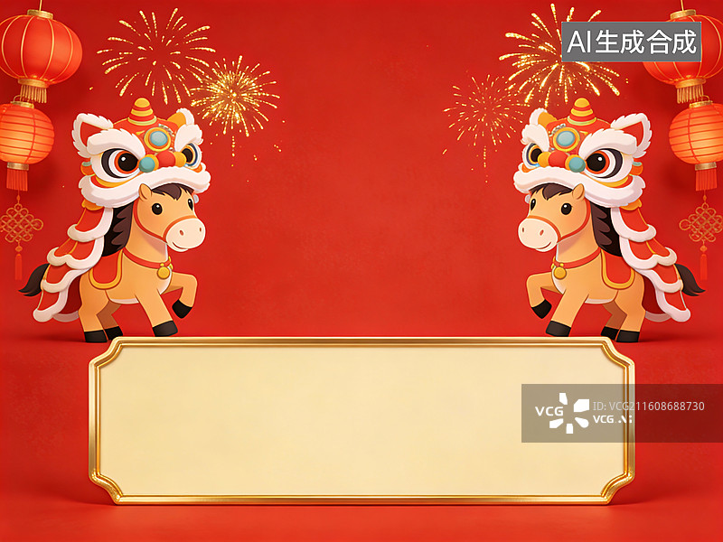 【AI数字艺术】骏马贺岁模版海报图片素材
