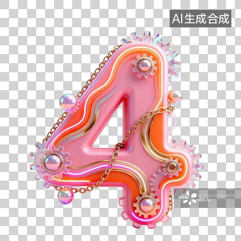 【AI数字艺术】3D橘粉色工业蒸汽波赛博感赛博数字图片素材