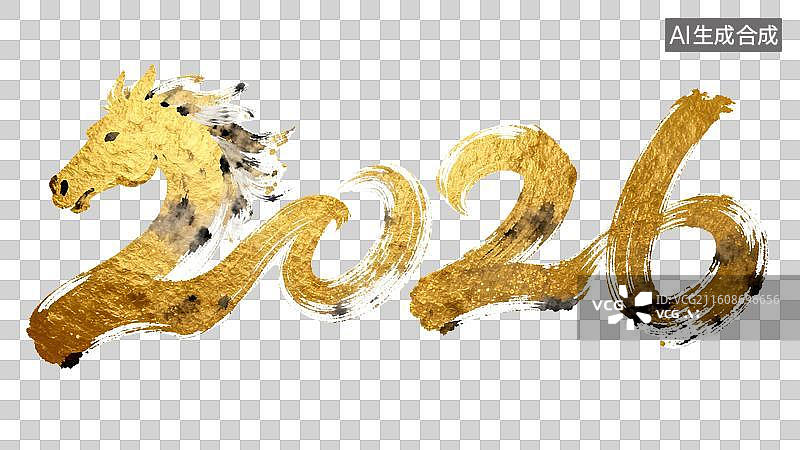 【AI数字艺术】马年2026艺术字，马年金属艺术字，马年2026艺术字图片素材