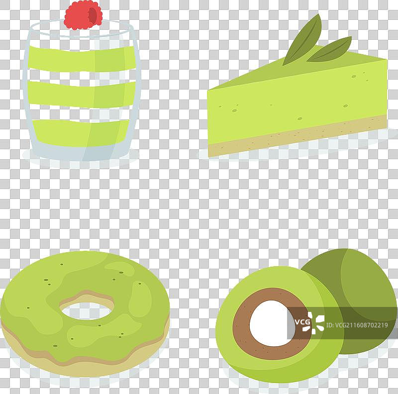 各种抹茶包装的有机甜点图片素材