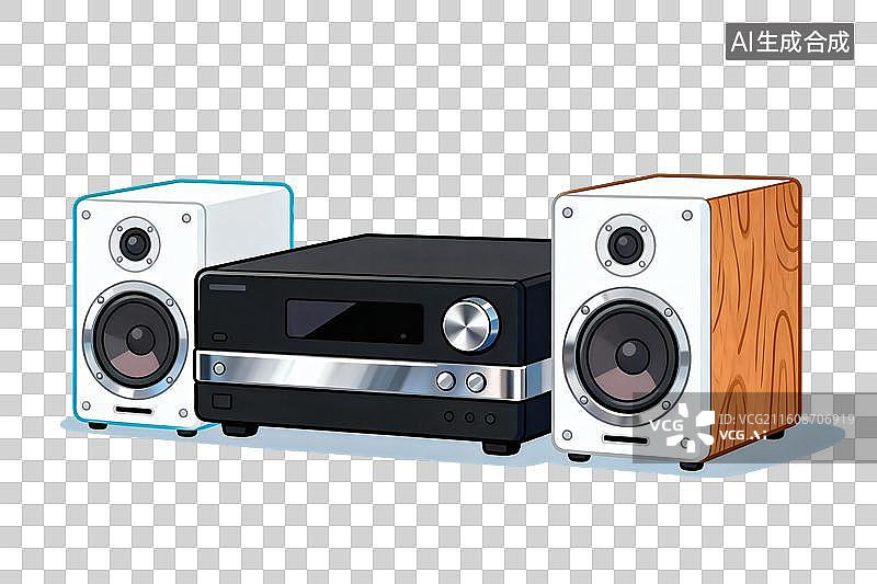 【AI数字艺术】卡通风格，一套高档音响PNG格式的免扣元素图片素材