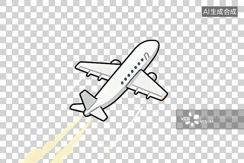 【AI数字艺术】卡通风格，一架腾空而起的飞机PNG格式的免扣元素图片素材