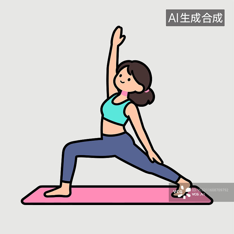 【AI数字艺术】女性做瑜伽战士姿势图片素材