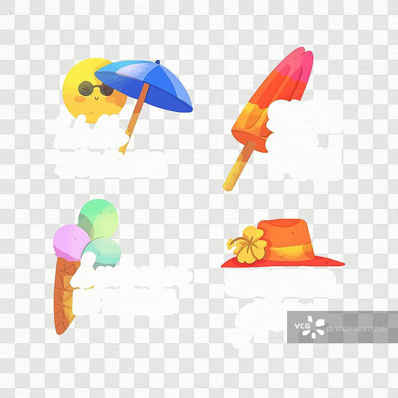 水彩夏日标签集图片素材