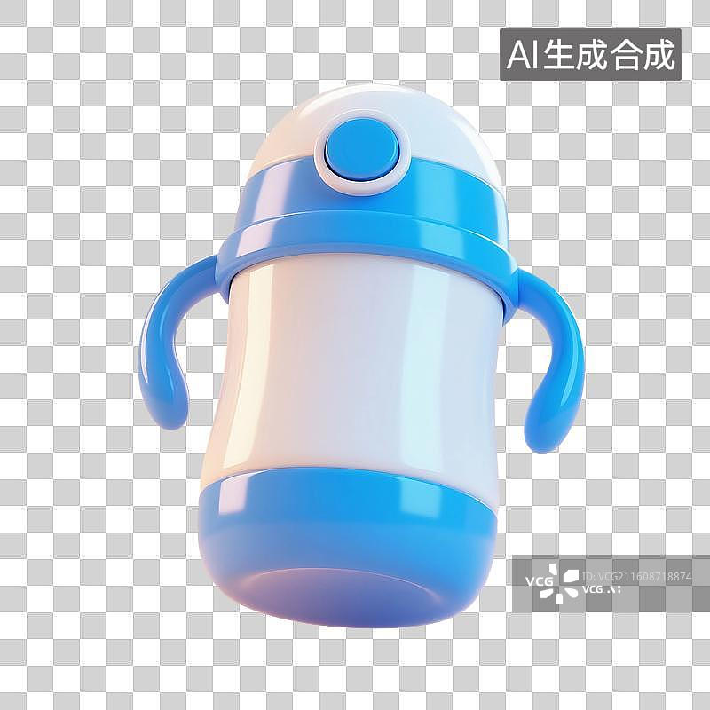【AI数字艺术】3D渲染，婴儿水杯，保温杯，婴儿用品，免抠元素图片素材