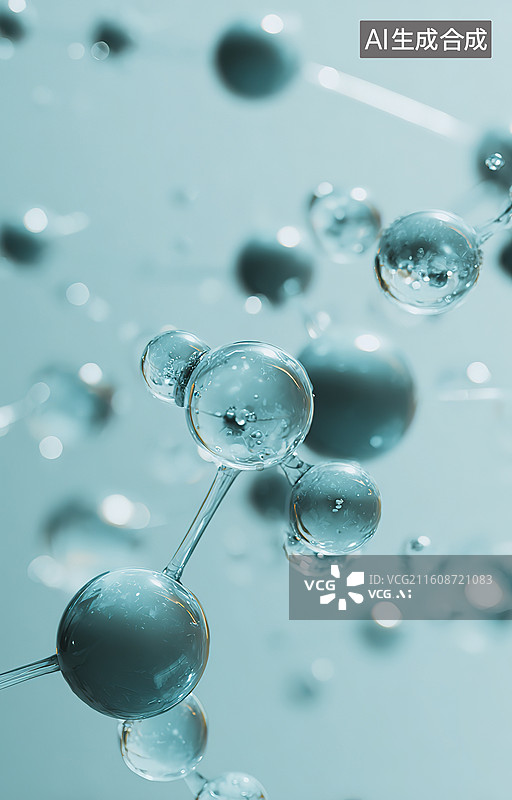 【AI数字艺术】分子结构的微观视图图片素材