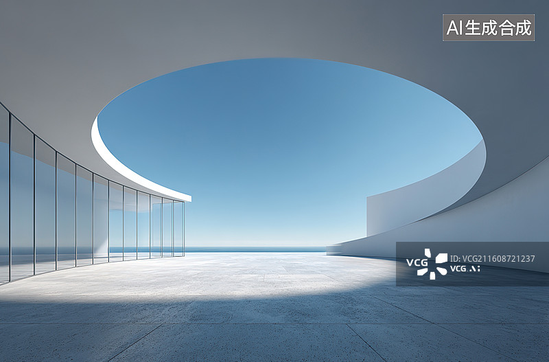 【AI数字艺术】现代建筑圆形天窗景观图片素材