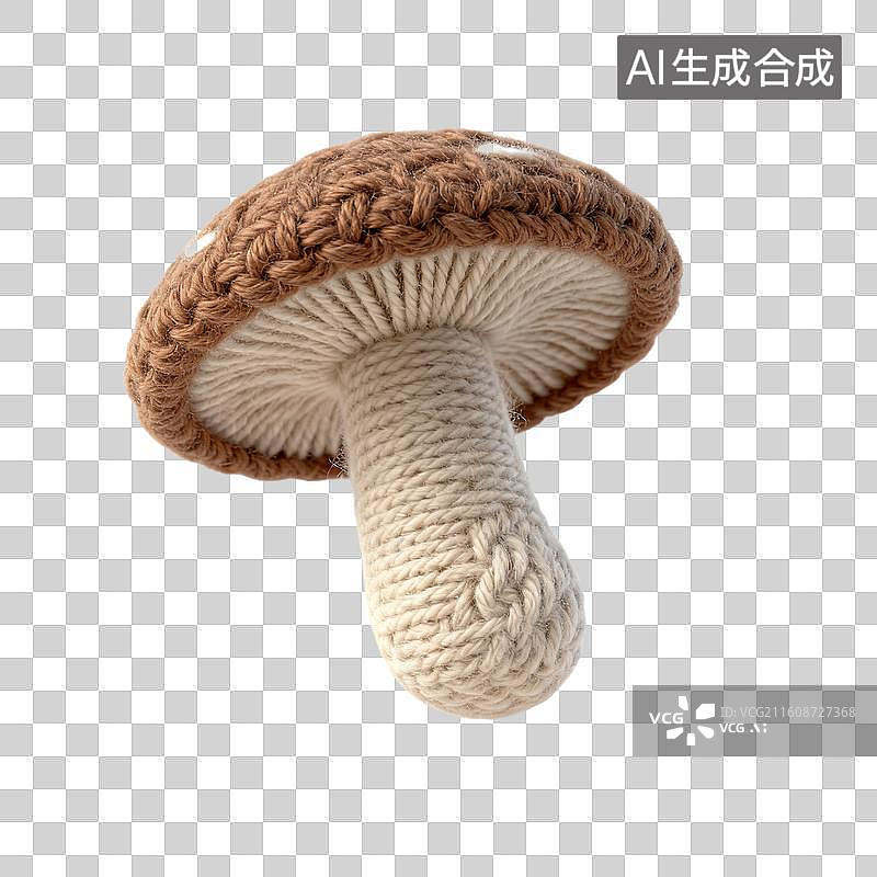 【AI数字艺术】手工钩织的棕色米色蘑菇装饰图片素材