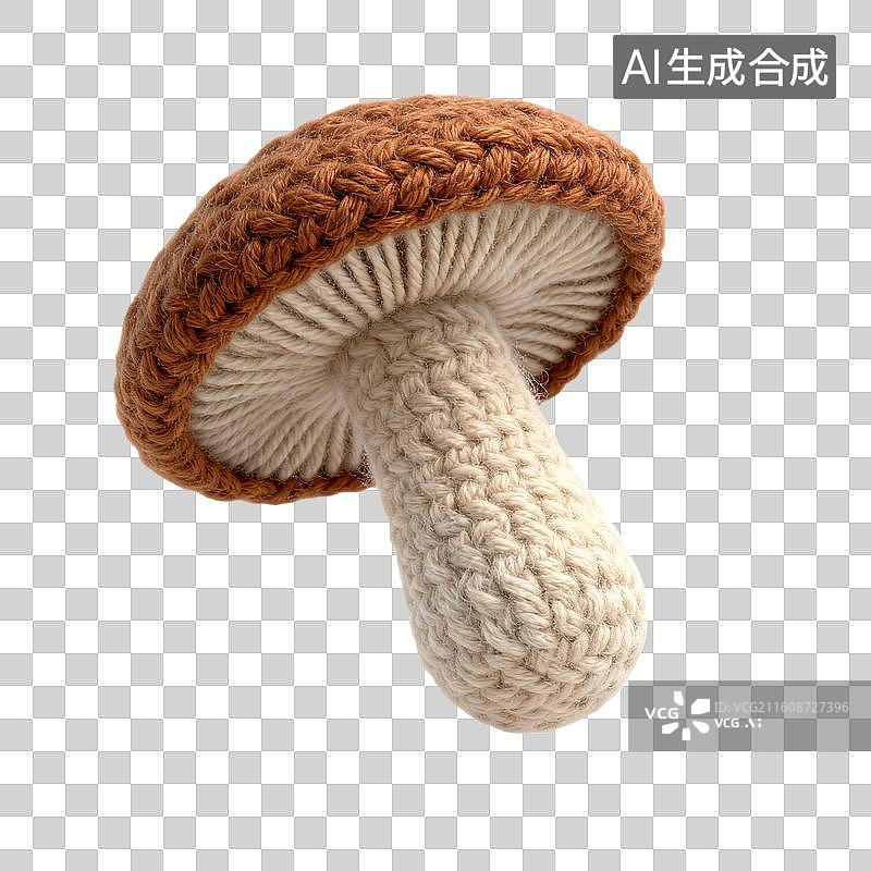 【AI数字艺术】手工钩织的棕色米色蘑菇装饰图片素材