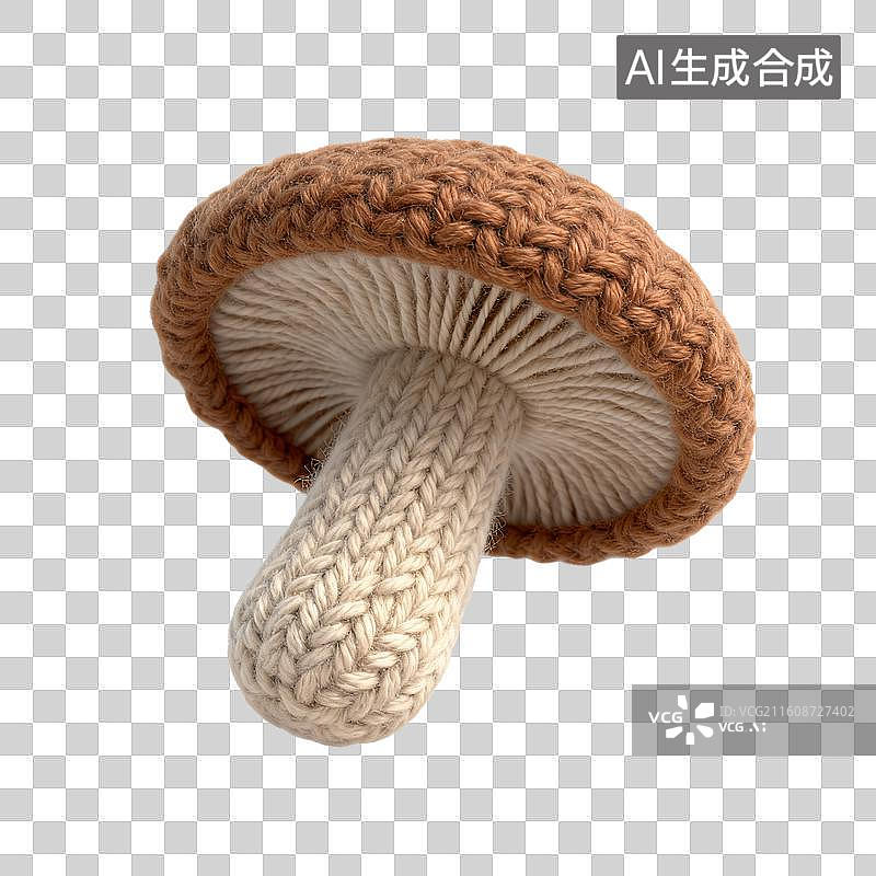 【AI数字艺术】手工钩织的棕色米色蘑菇装饰图片素材