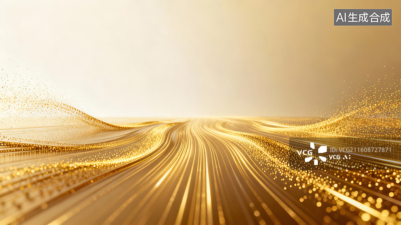 【AI数字艺术】金色波光科技流动背景图片素材
