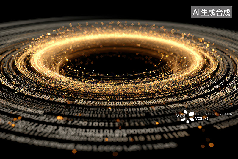 【AI数字艺术】二进制数据环形科技场景图片素材