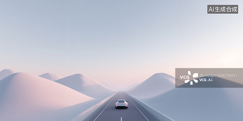【AI数字艺术】白丘直路概念车场景图片素材