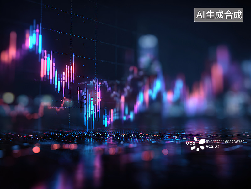 【AI数字艺术】科技感金融数据图表图片素材