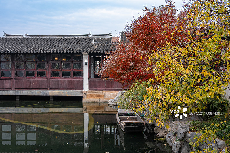 苏州园林 艺圃 秋景 庭院深深 古建筑 江南意境 中式美学 世界文化遗产图片素材