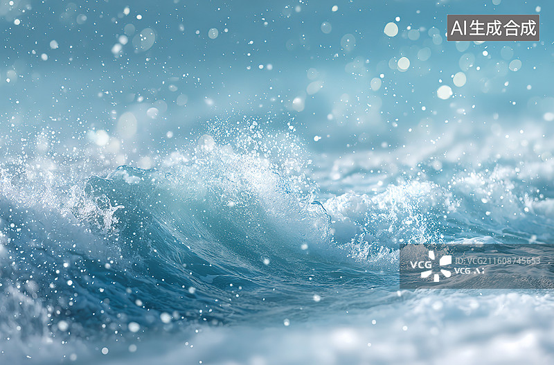 【AI数字艺术】海浪翻涌水花飞溅图片素材