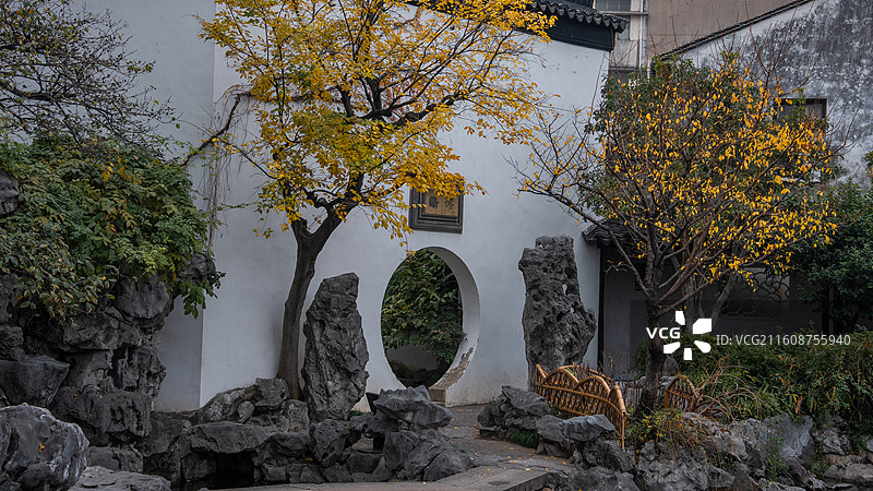 苏州园林 艺圃 秋景 庭院深深 古建筑 江南意境 中式美学 世界文化遗产图片素材