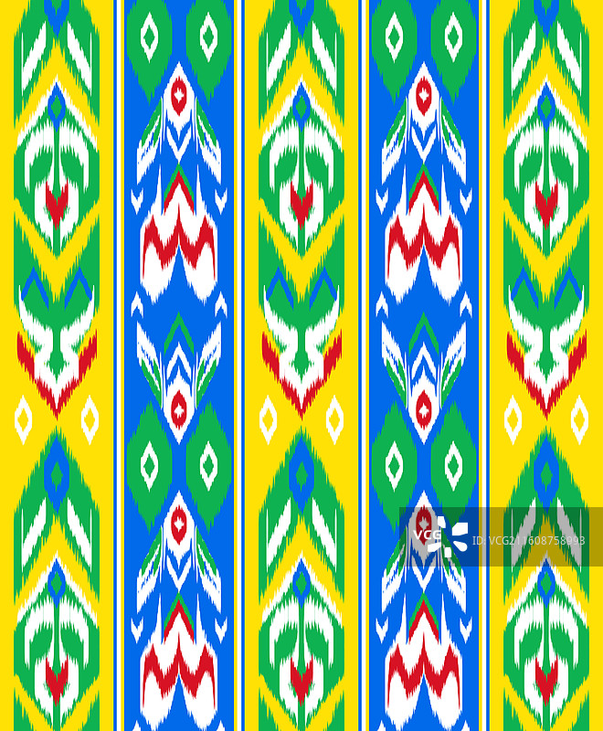 蓝黄条纹花纹艾德莱斯绸新疆维吾尔族矢量纹样图片素材