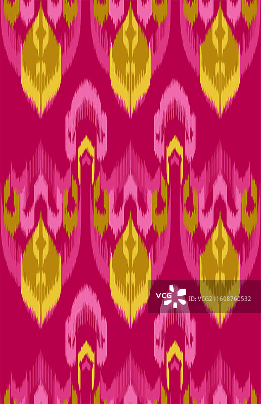 洋红色底淡金花纹艾德莱斯绸新疆维吾尔族矢量纹样图片素材