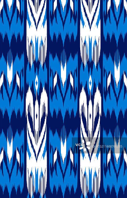 深蓝底蓝白花纹艾德莱斯绸新疆维吾尔族矢量纹样图片素材