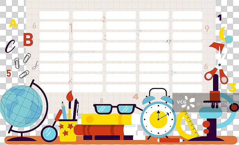 扁平化设计开学时间表图片素材