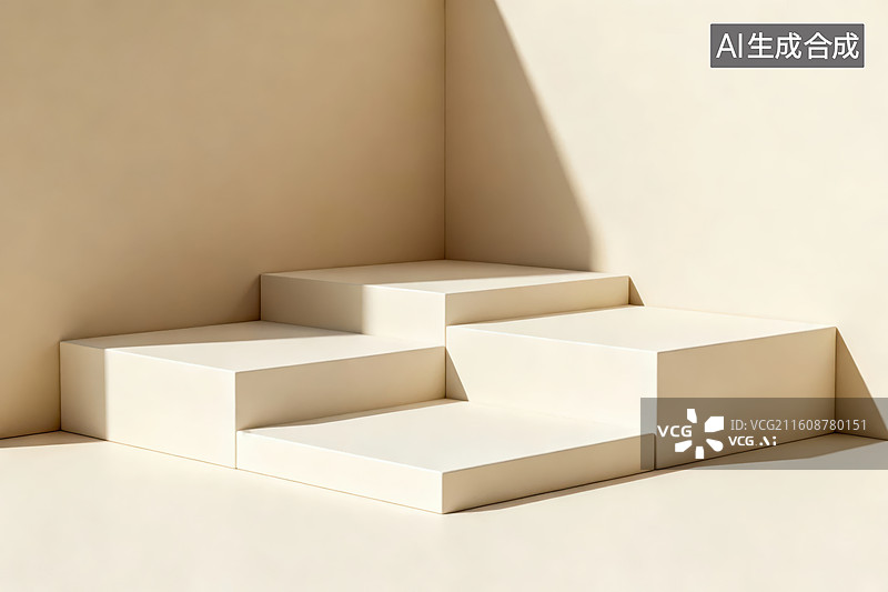 【AI数字艺术】简约几何台阶结构图片素材