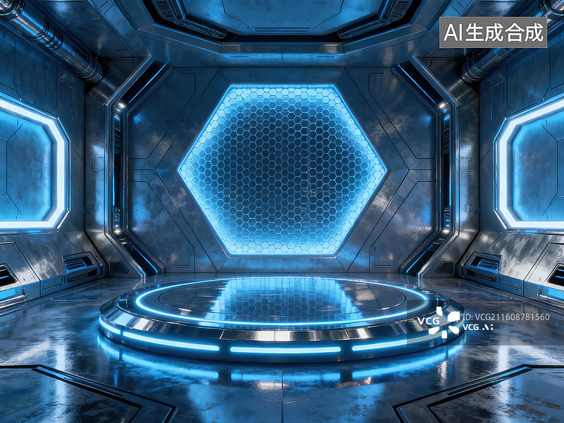 【AI数字艺术】未来科技舱室内部场景图片素材