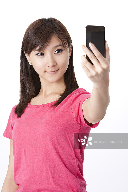 手机自拍,青年女人图片素材