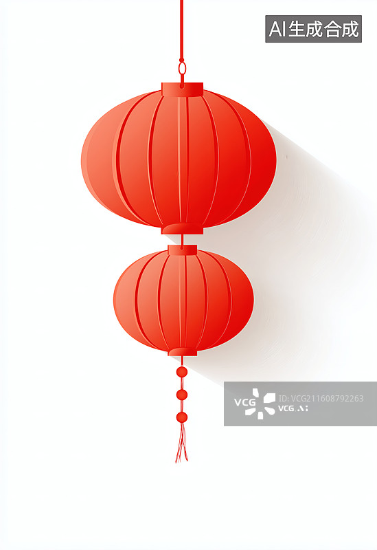 【AI数字艺术】喜庆红灯笼悬挂，节日氛围浓厚图片素材