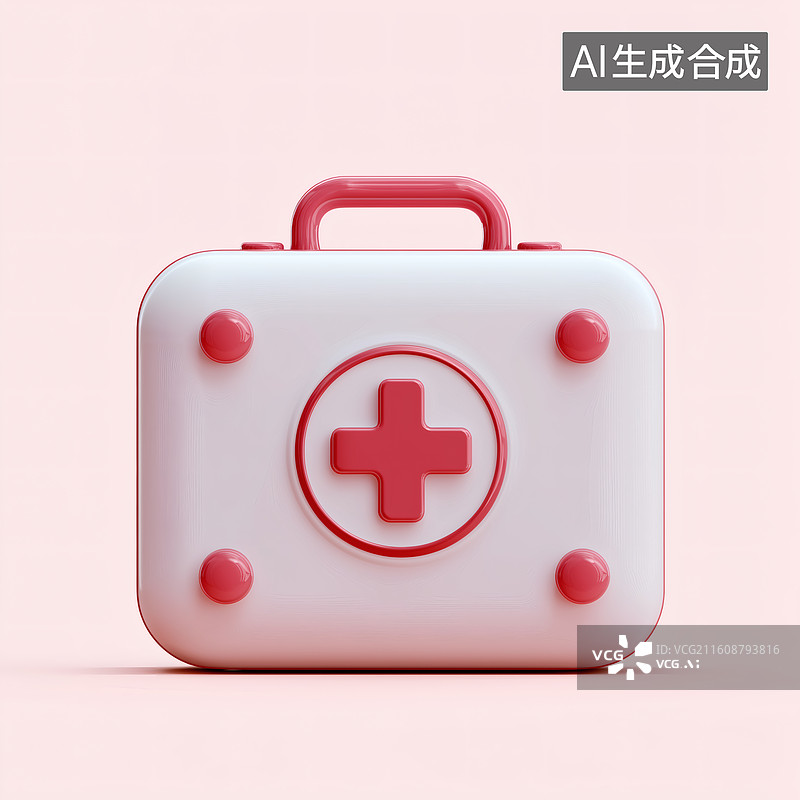 【AI数字艺术】粉色可爱急救箱图片素材