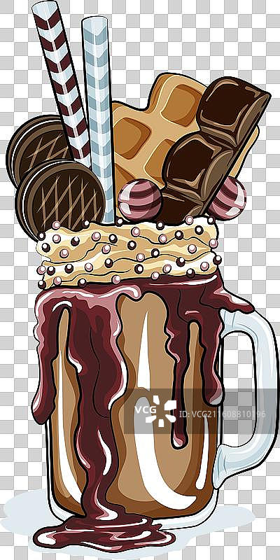 手绘怪兽华夫饼奶昔图片素材