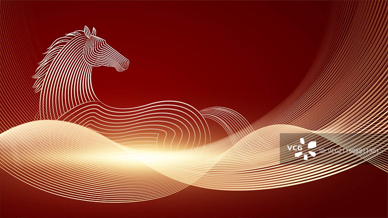 马年线条插画图片素材