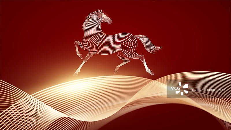 马年线条插画图片素材