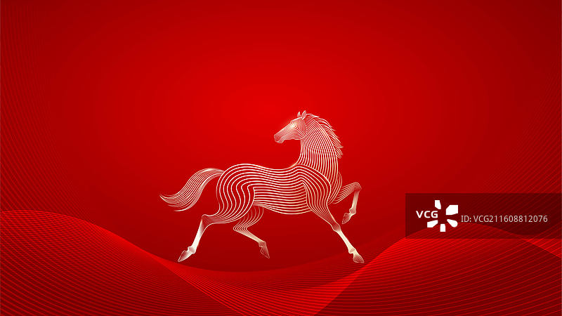 马年线条插画图片素材